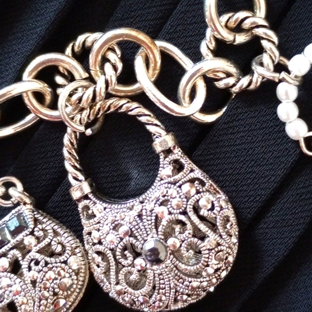Charm Bracelet (5 Purse Charms) Silver 8" - Picture 4 of 9